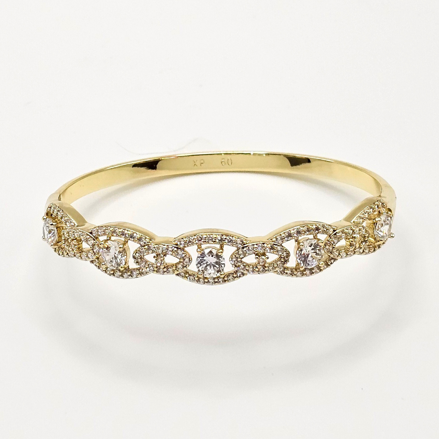 Marquise Style Colored Stone Hinge Bangle – 18K Gold Plated