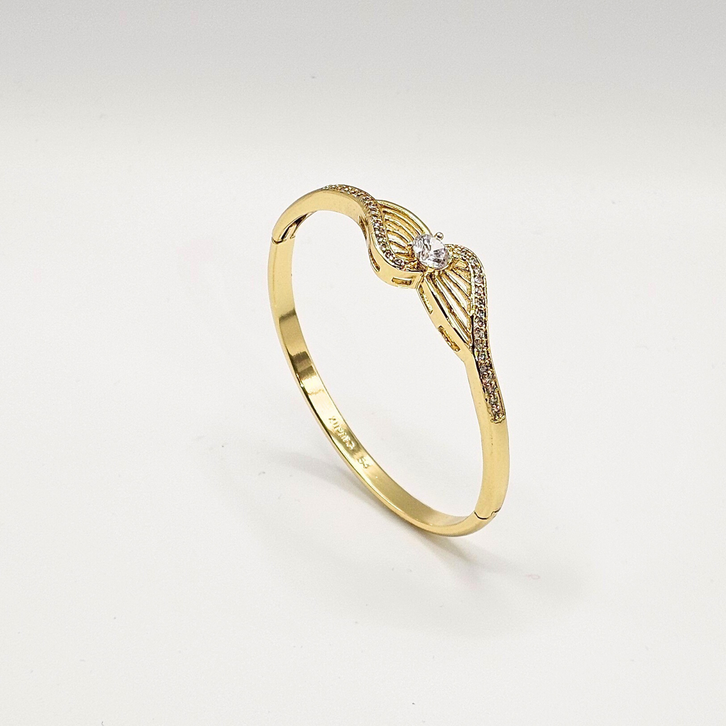 Swirl Design Hinge Bangle Bracelet – 18K Gold Plated