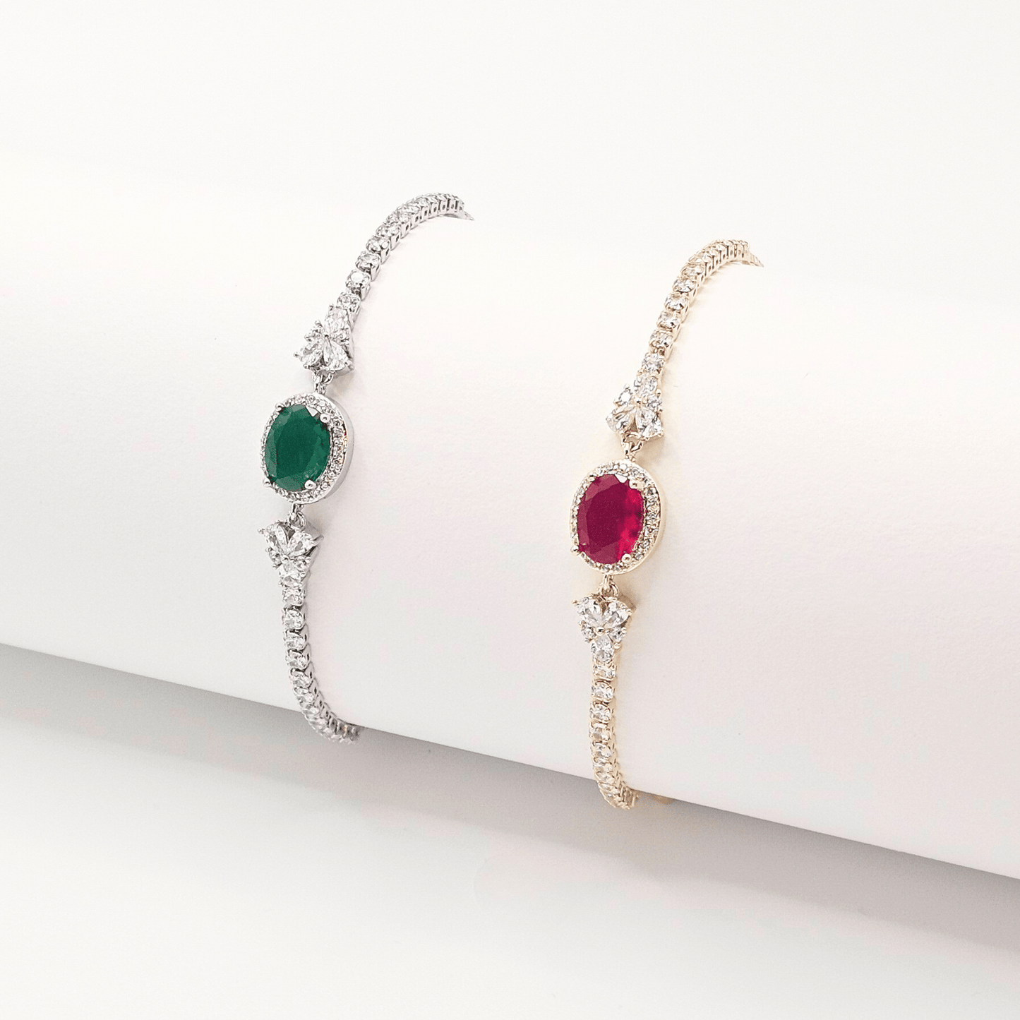 Royale Oval Adjustable Bracelet – Ruby-Red & Emerald-Green