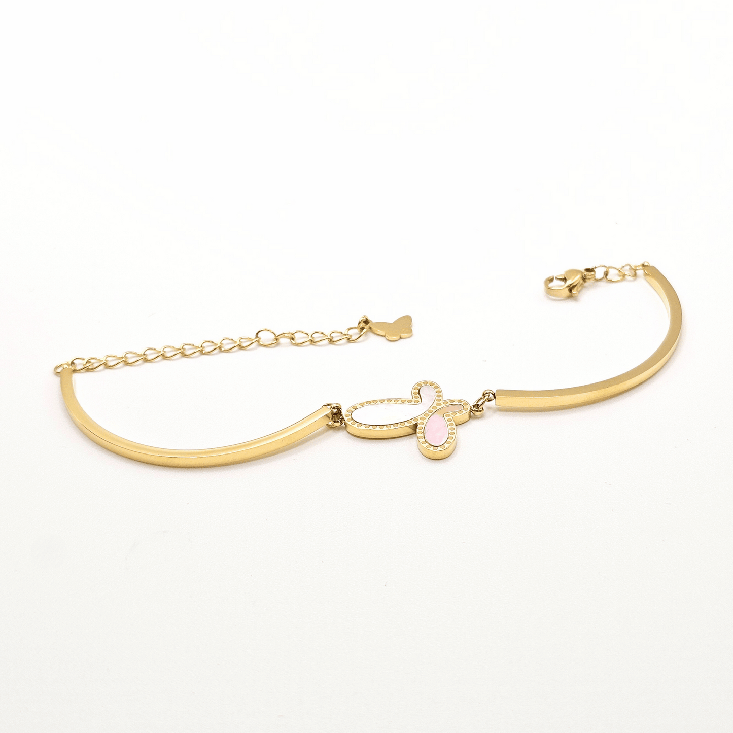 Rosé Papillon Mother of Pearl Chain Bangle