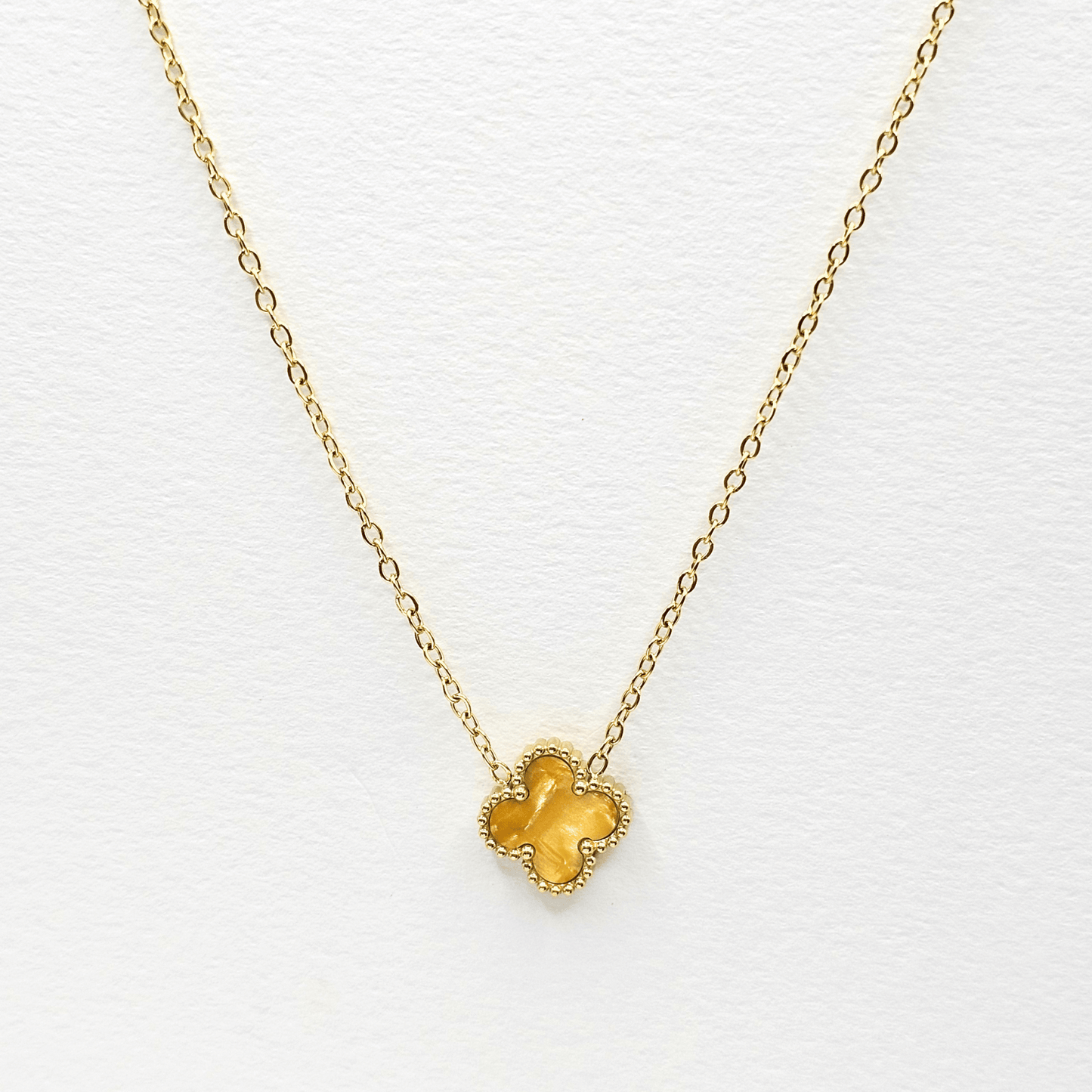 Chivelle Clover Pendant Necklace – Gold, White, Black & Orange