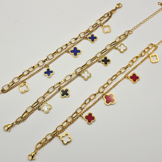 Chivelle Clover Charm Chain Bracelet – Luxe Edition