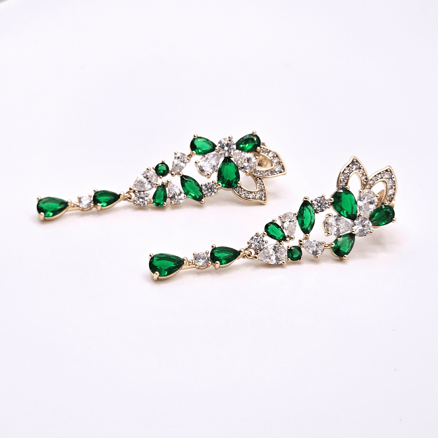 Chivelle Emerald Blossom Statement Drop Earrings