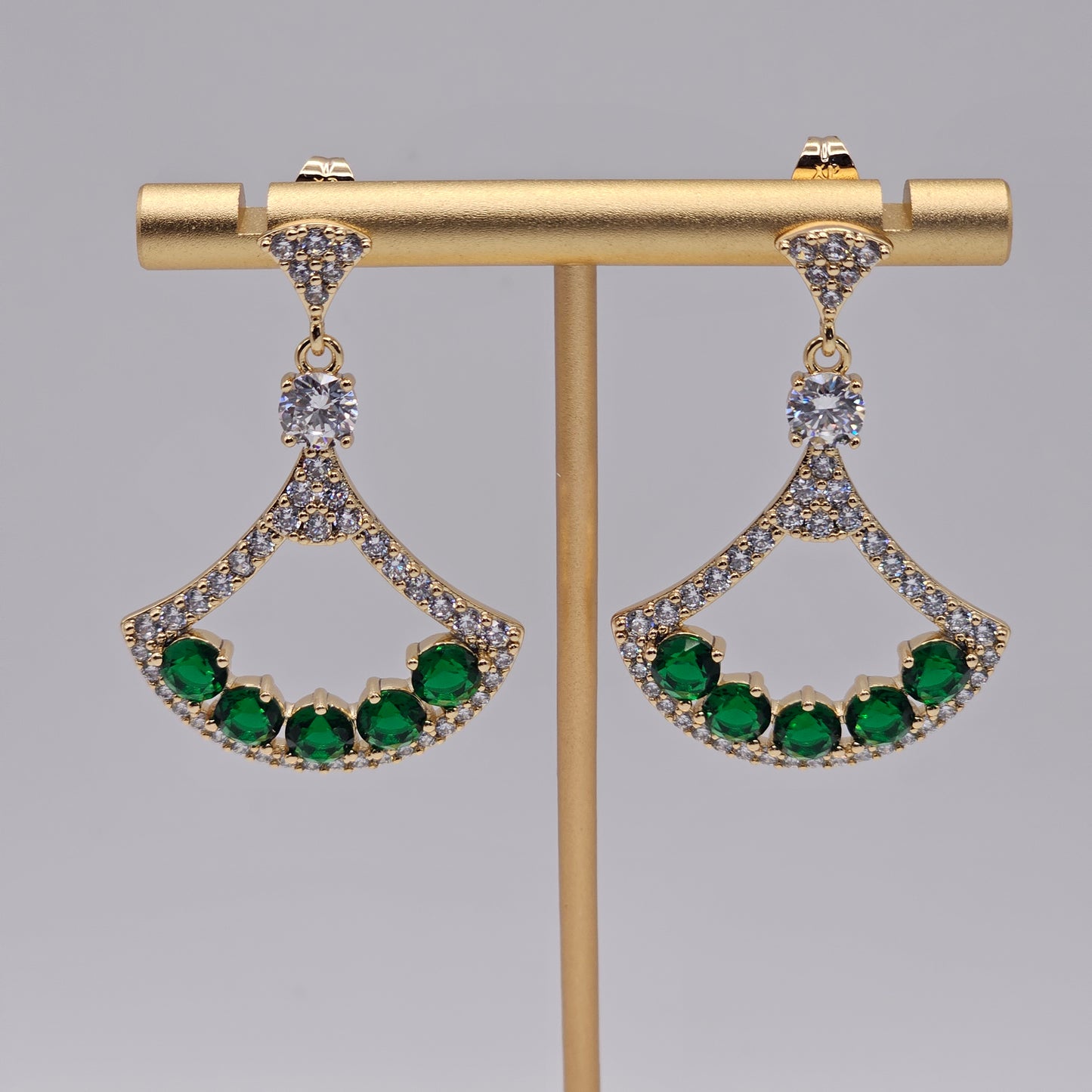 Chivelle Emerald Radiance Fan Drop Earrings