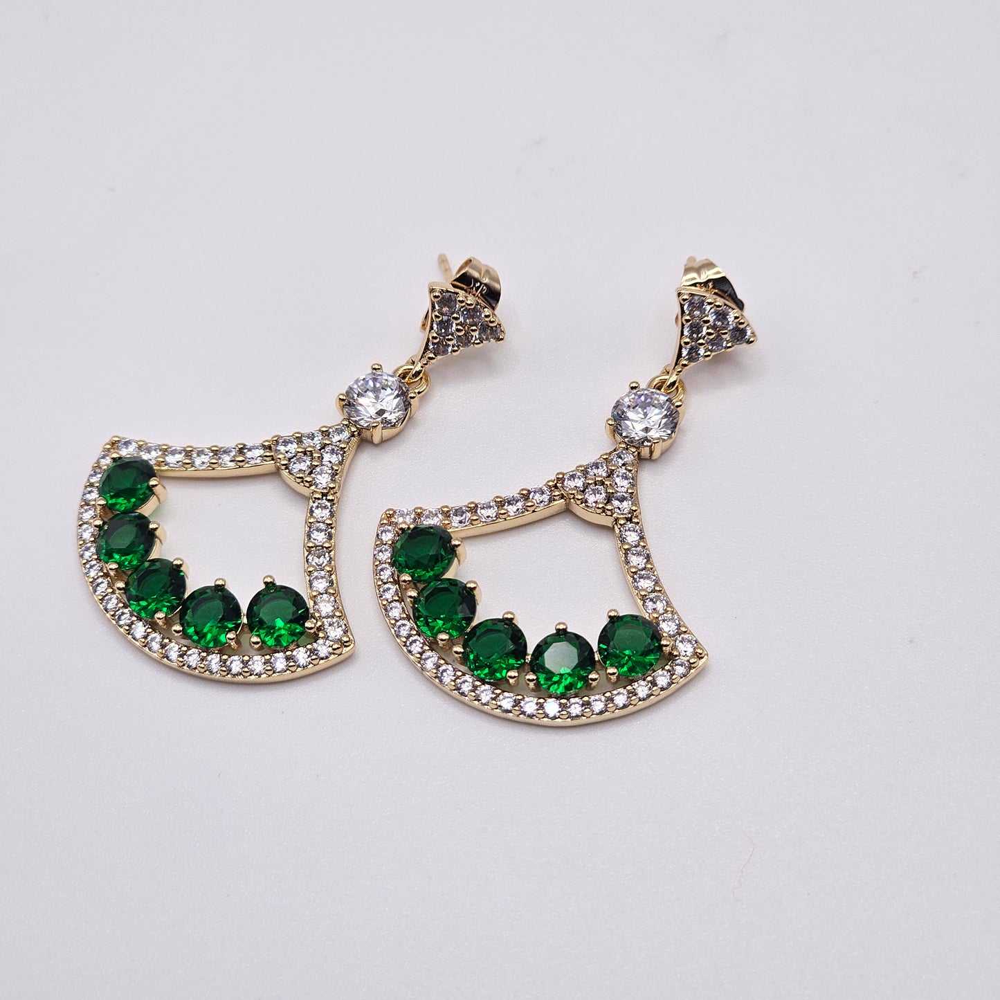 Chivelle Emerald Radiance Fan Drop Earrings