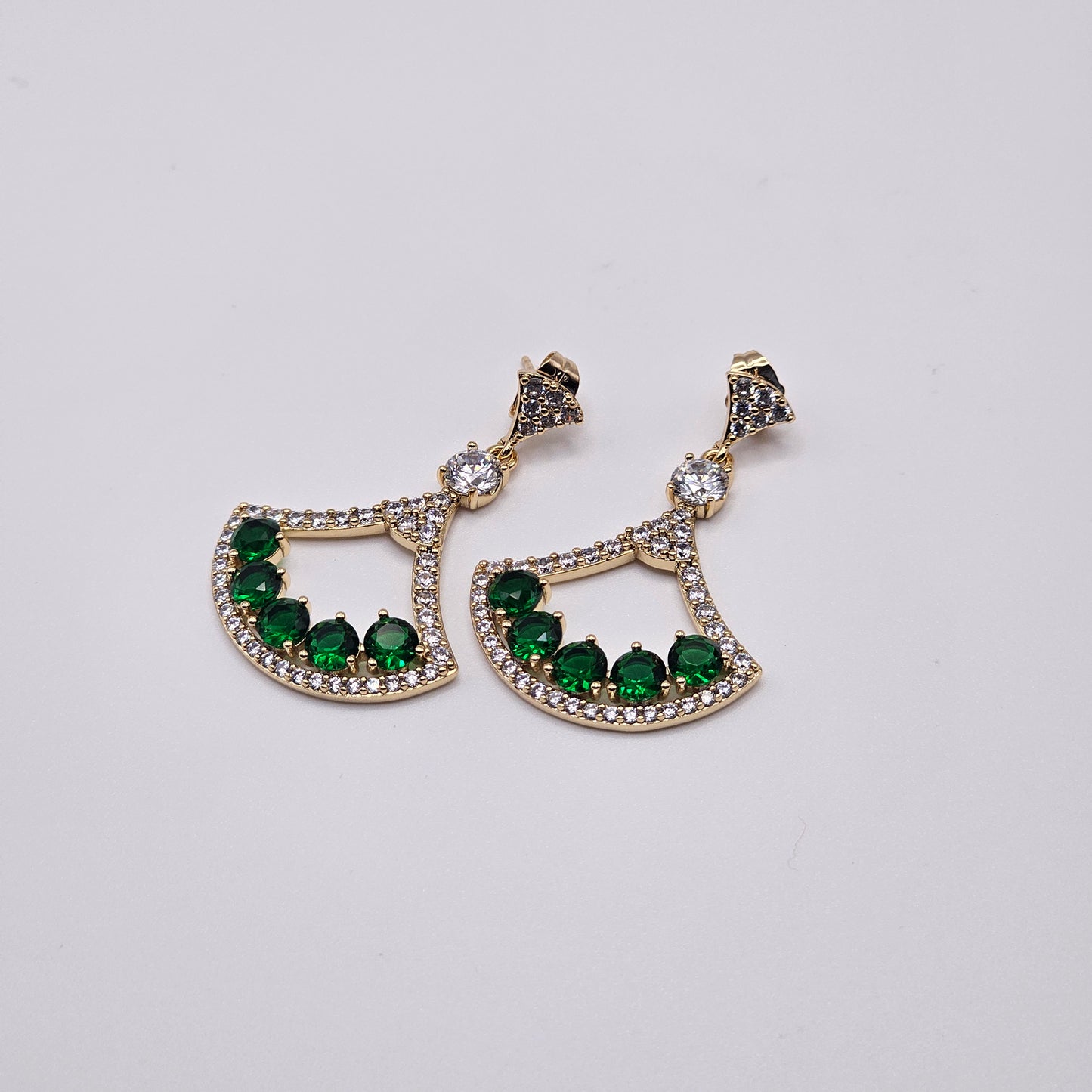 Chivelle Emerald Radiance Fan Drop Earrings