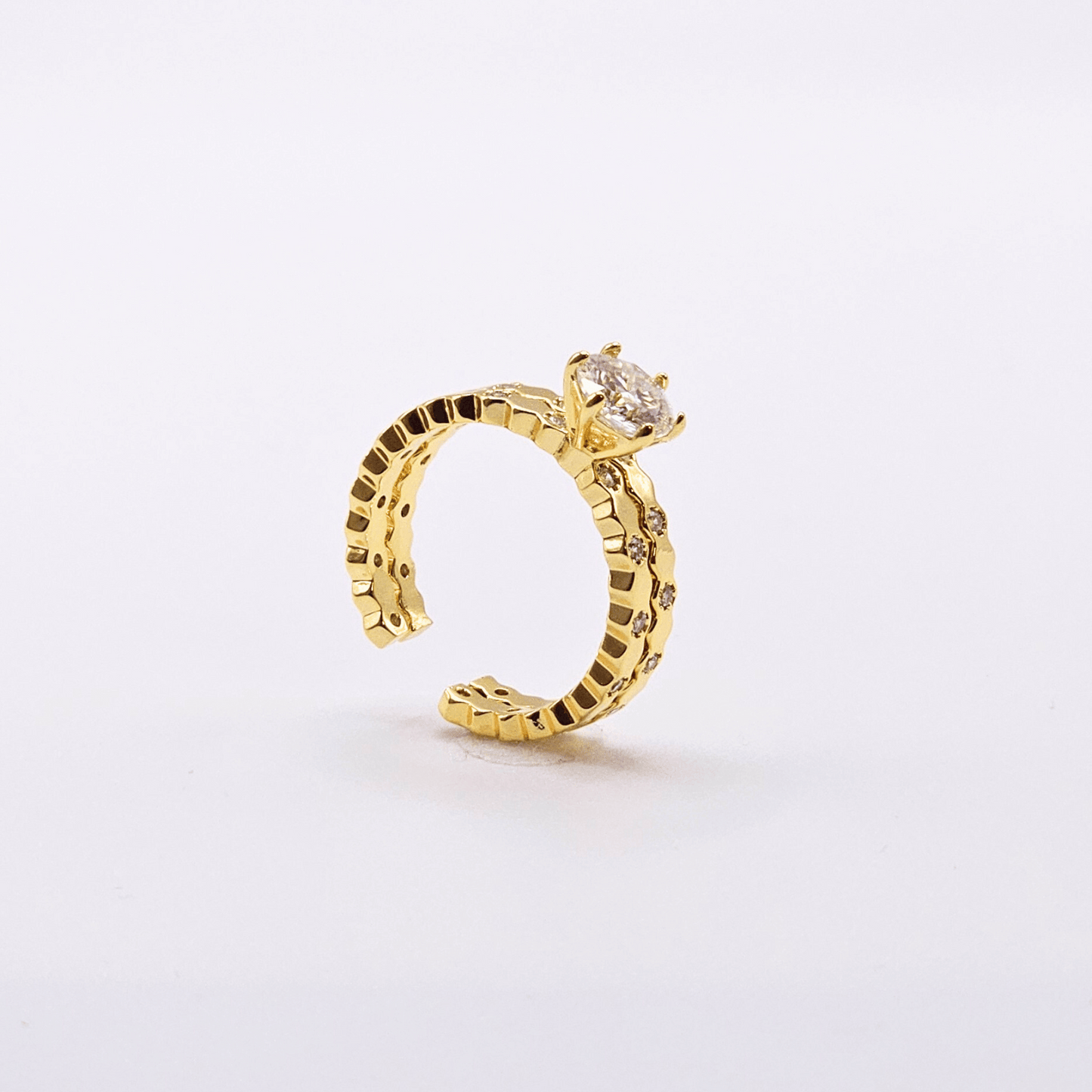 Chivelle 18K Gold Detachable Spiral Solitaire Ring – Adjustable & Stackable