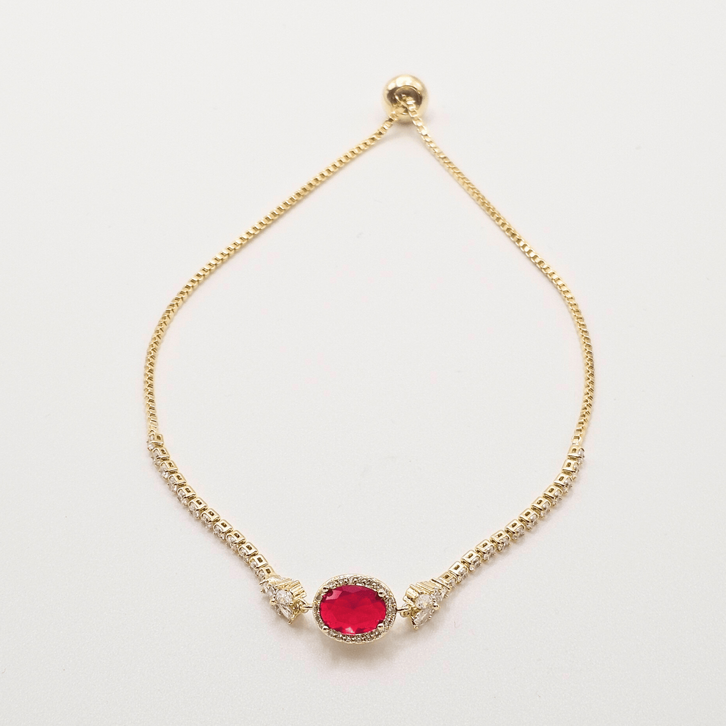 Royale Oval Adjustable Bracelet – Ruby-Red & Emerald-Green