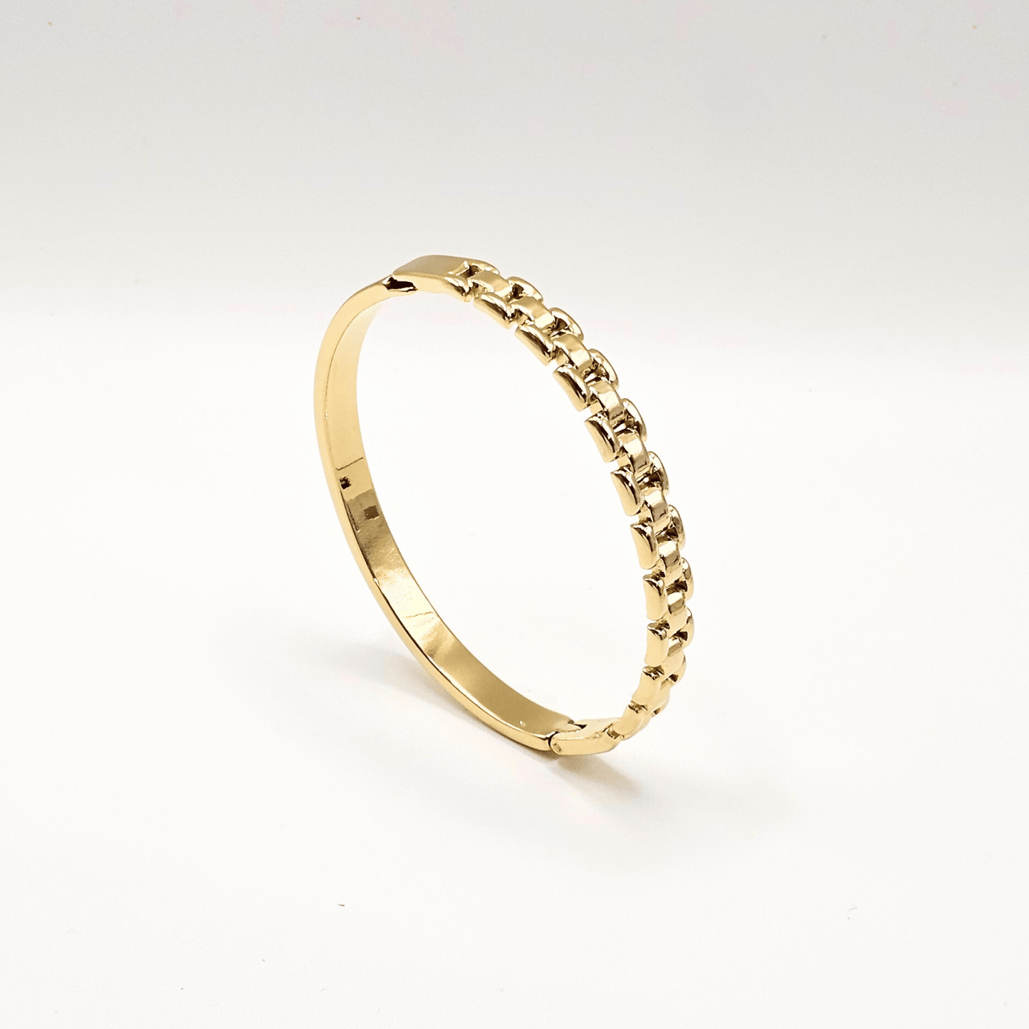 Minimalist Gold Link Bangle - 18K Gold Plated