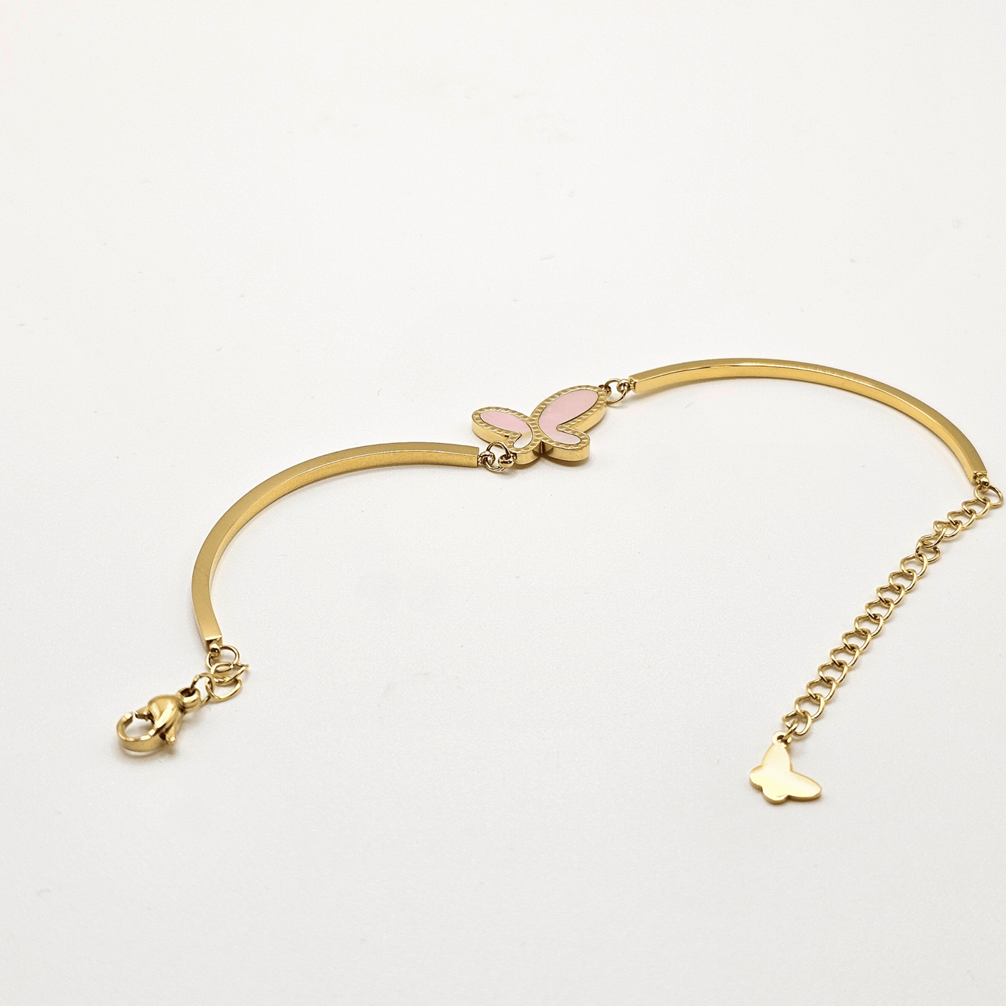 Rosé Papillon Mother of Pearl Chain Bangle