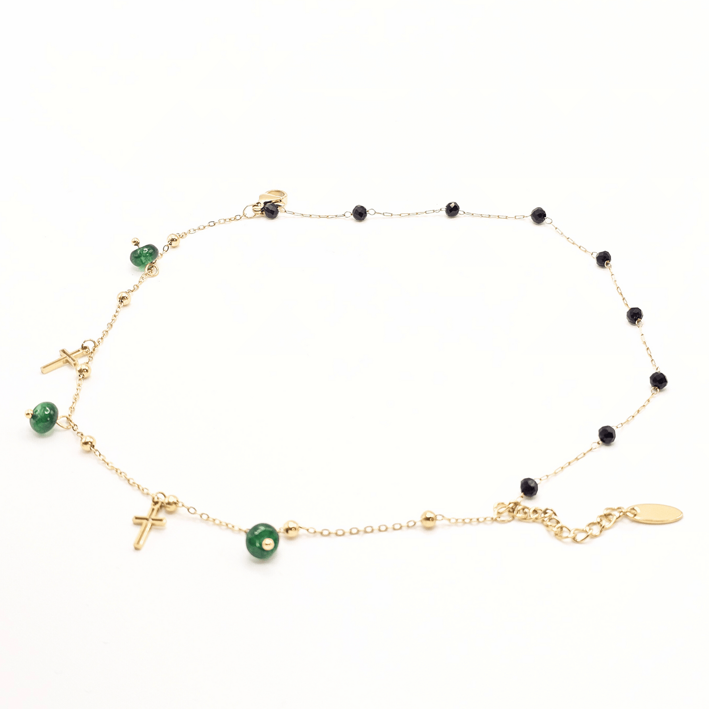 Everyday Elegance Layered Green & Black Beaded Charm Bracelet