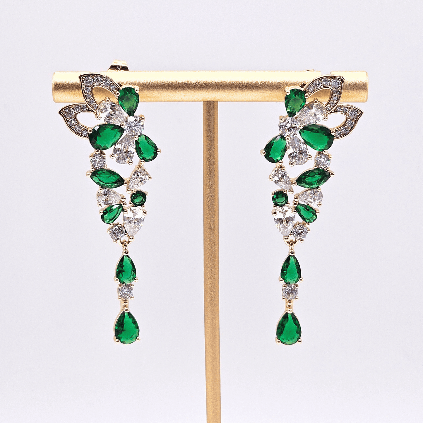 Chivelle Emerald Blossom Statement Drop Earrings