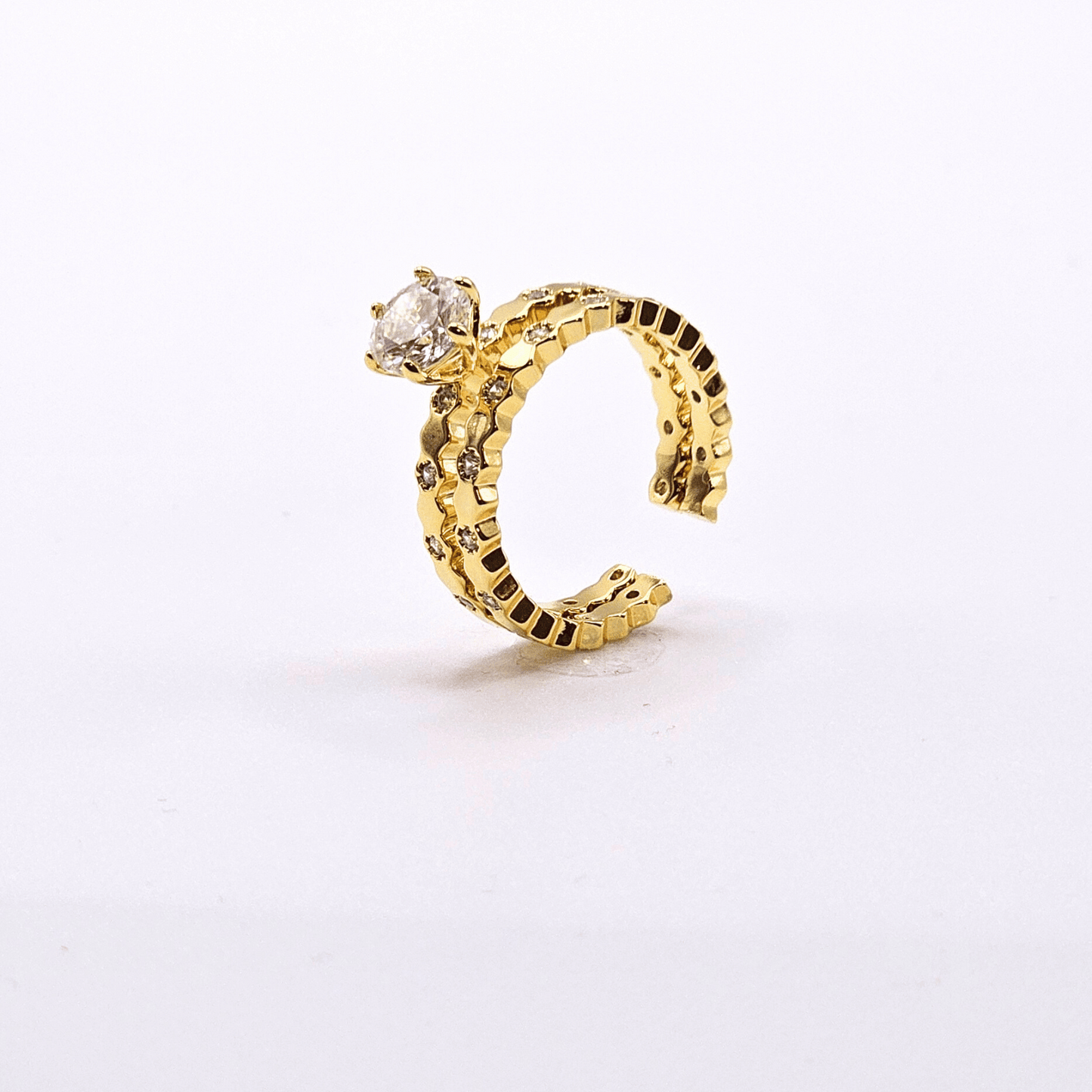 Chivelle 18K Gold Detachable Spiral Solitaire Ring – Adjustable & Stackable