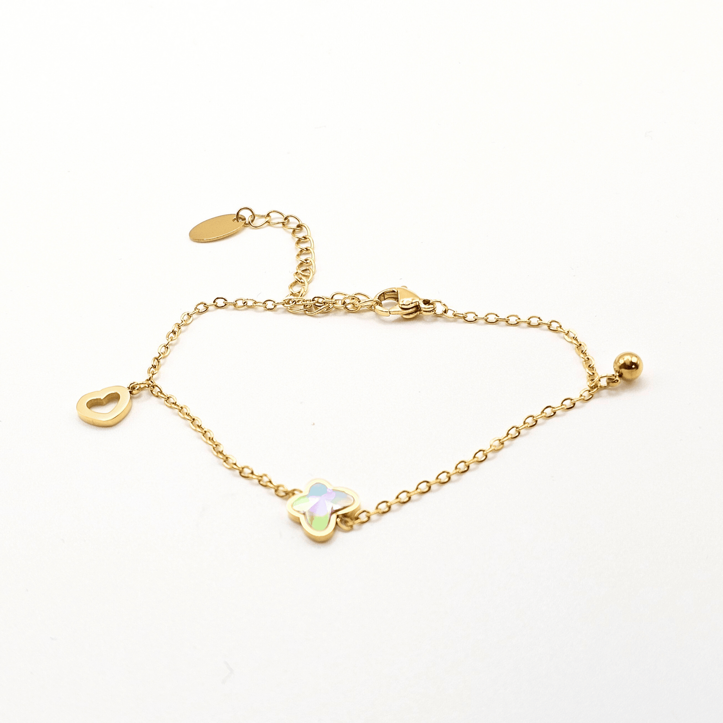Iridescent Mother of Pearl Butterfly Charm Bracelet
