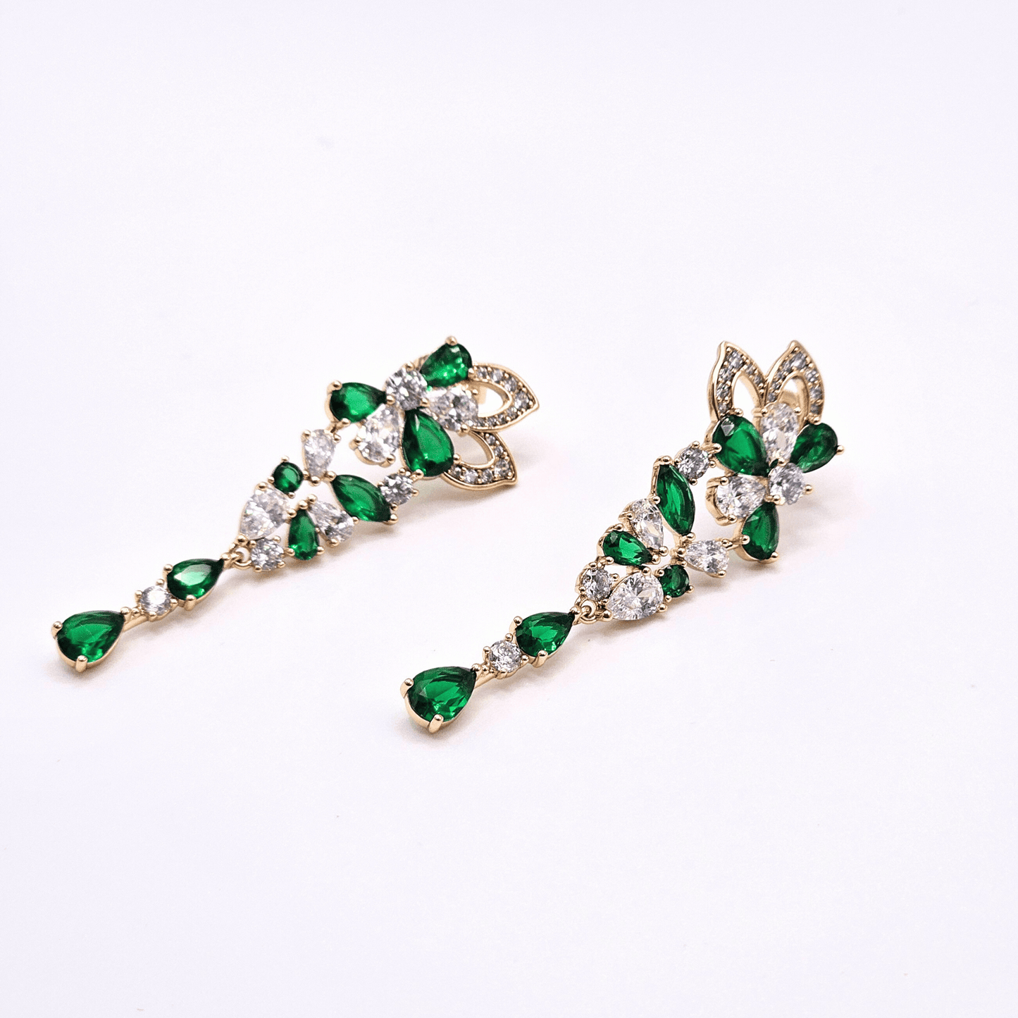 Chivelle Emerald Blossom Statement Drop Earrings