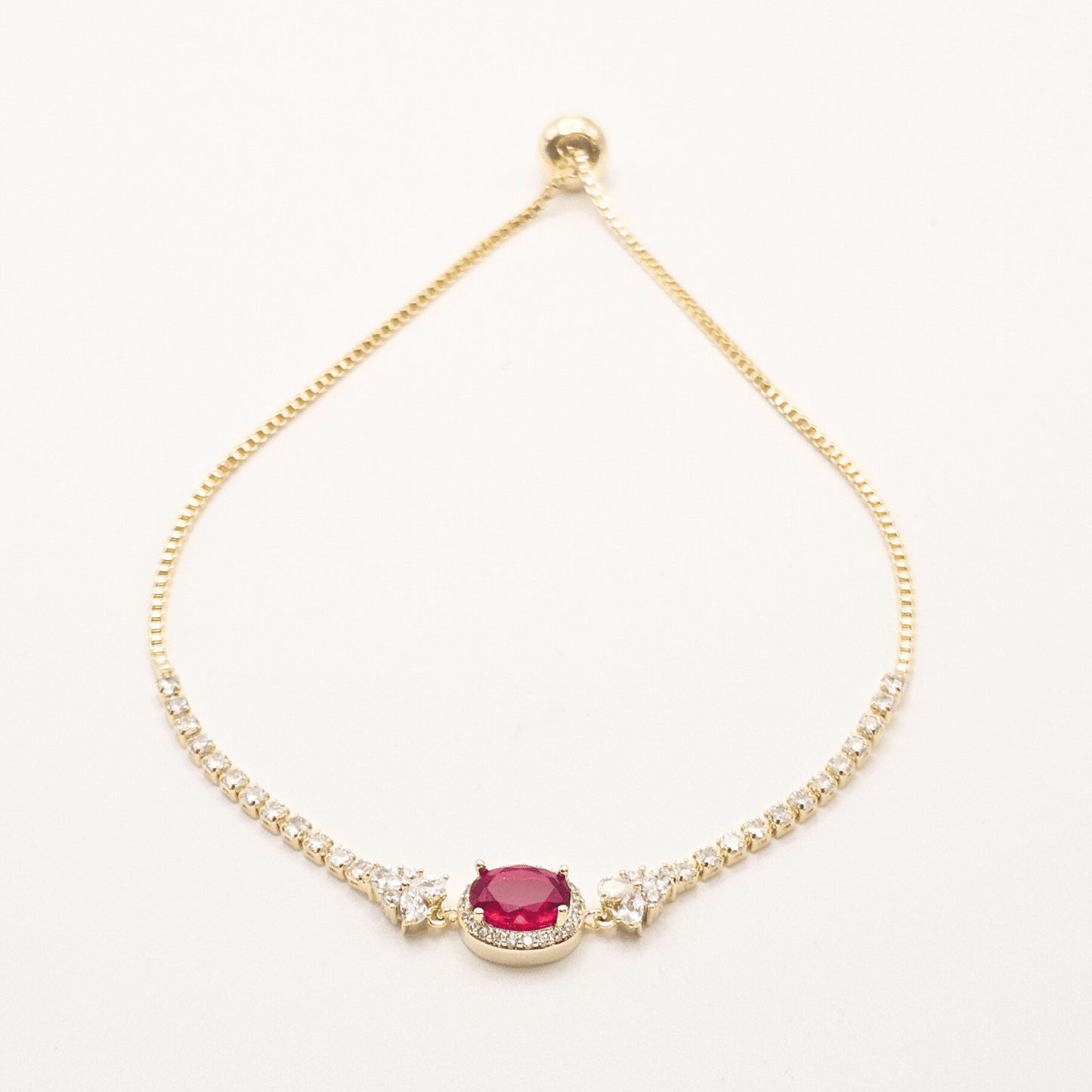 Royale Oval Adjustable Bracelet – Ruby-Red & Emerald-Green