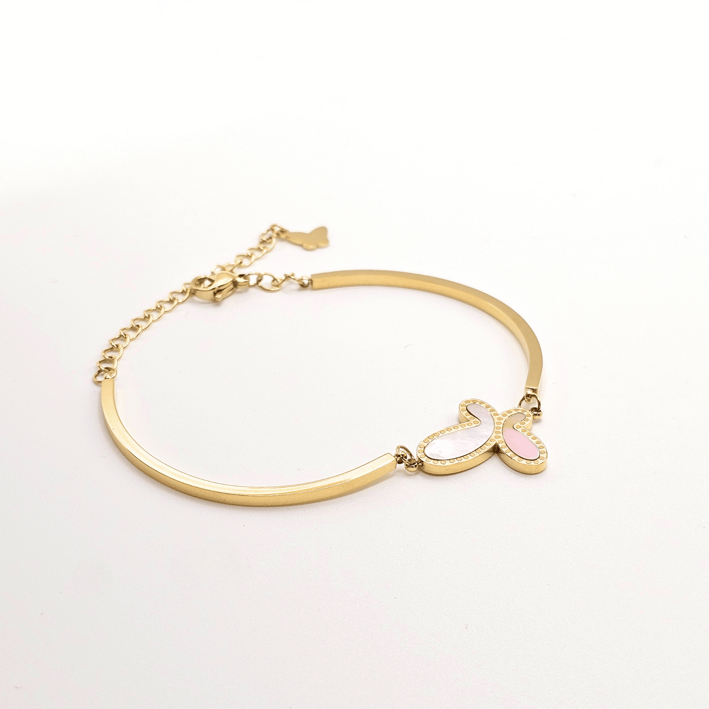 Rosé Papillon Mother of Pearl Chain Bangle