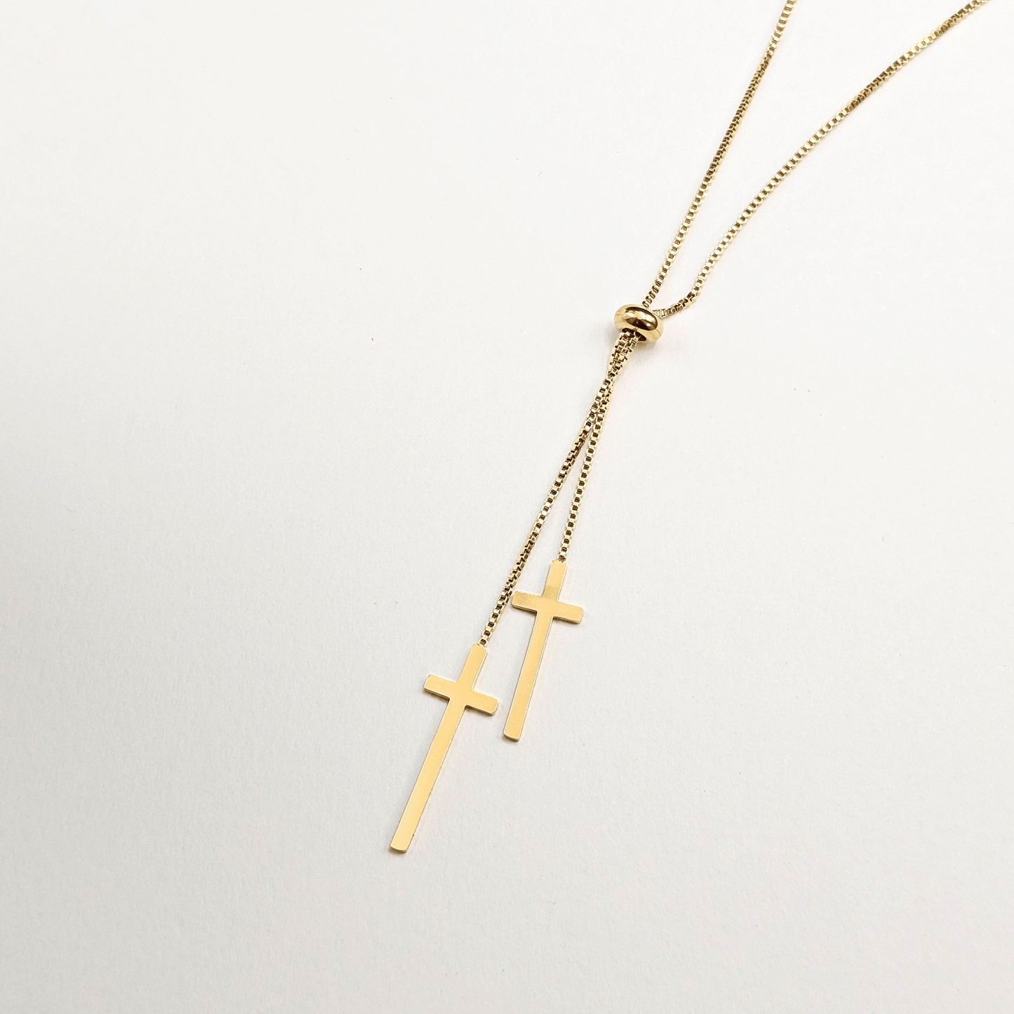 Faith Double Cross Drop Necklace