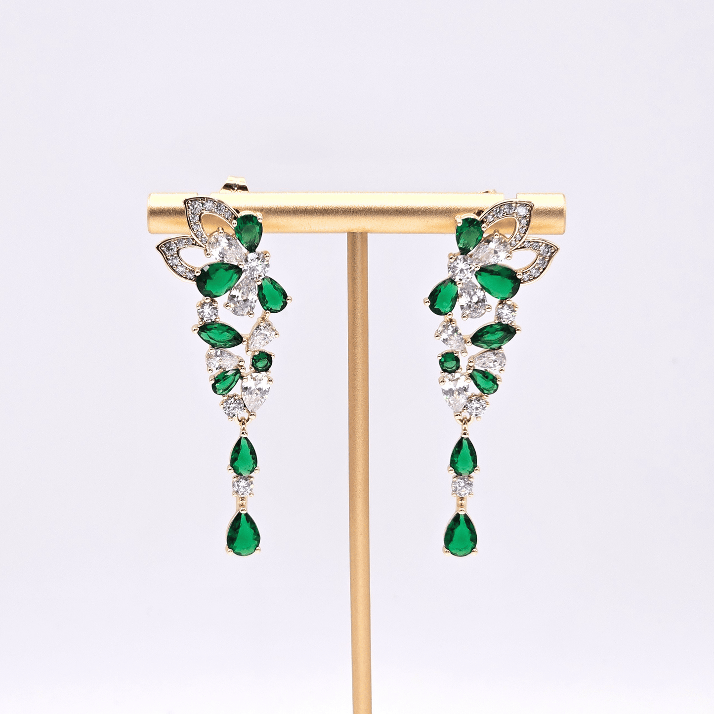 Chivelle Emerald Blossom Statement Drop Earrings