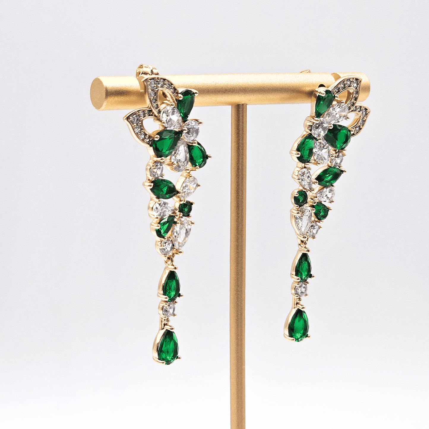 Chivelle Emerald Blossom Statement Drop Earrings