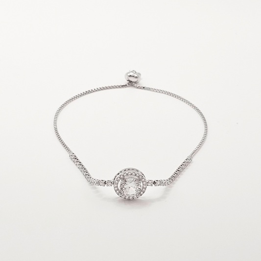 Halo Solitaire Adjustable Bracelet – Gold & Silver