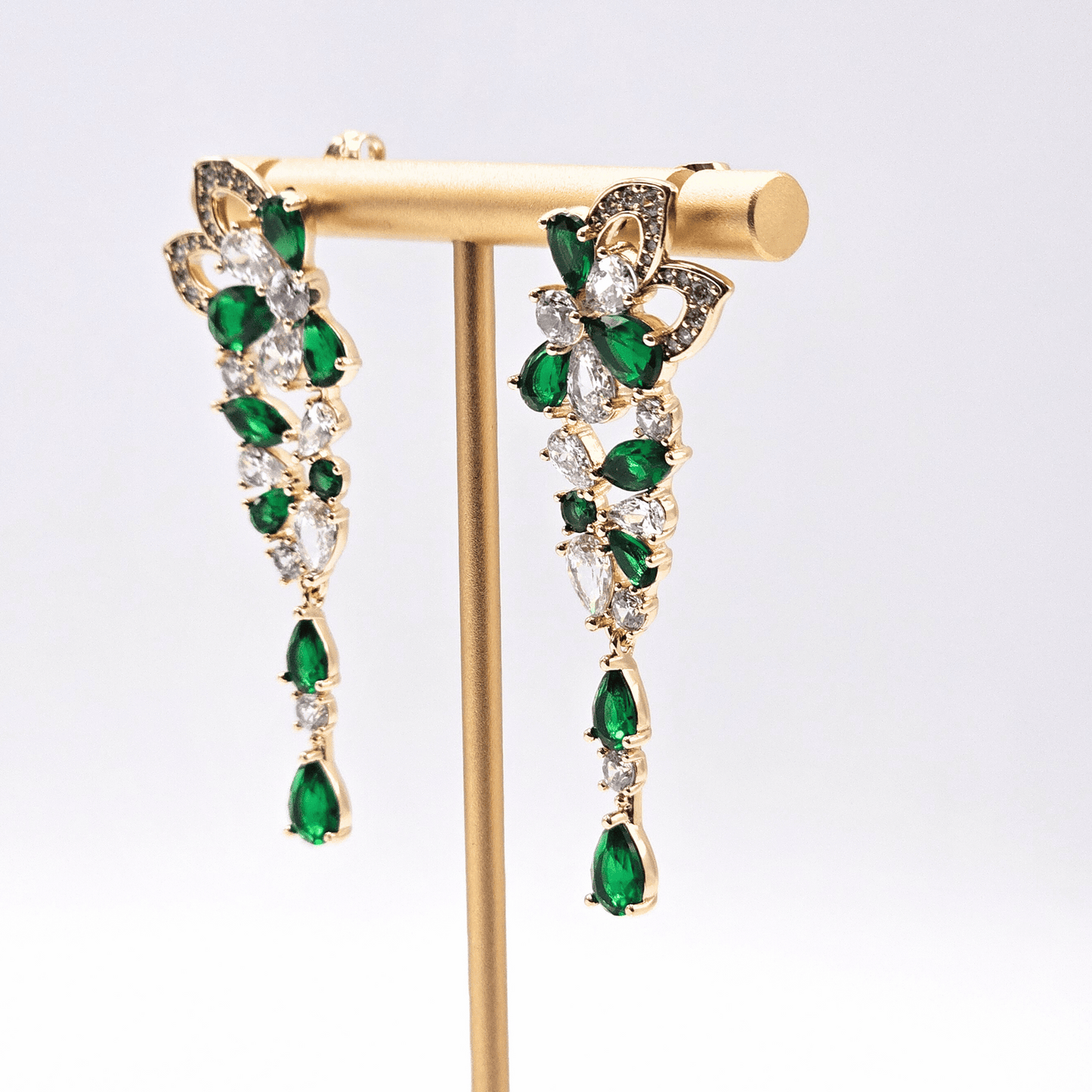 Chivelle Emerald Blossom Statement Drop Earrings