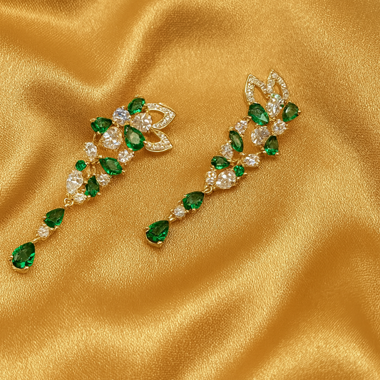 Chivelle Emerald Blossom Statement Drop Earrings