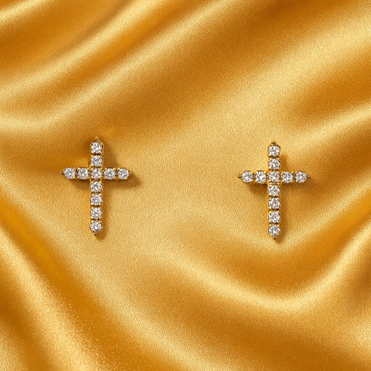 Chivelle Luxe Cross Diamond Stud Earrings