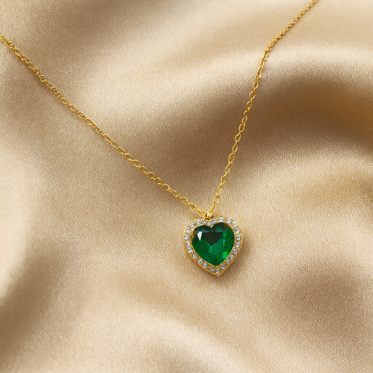 Emerelle Emerald Heart Crystal Statement Necklace