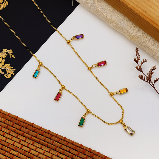 Chivelle Prism Charm Necklace – Multicolour Elegance