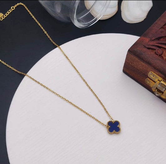 Chivelle Clover Pendant Necklace – Gold, White, Blue,Black ,Red,& Orange