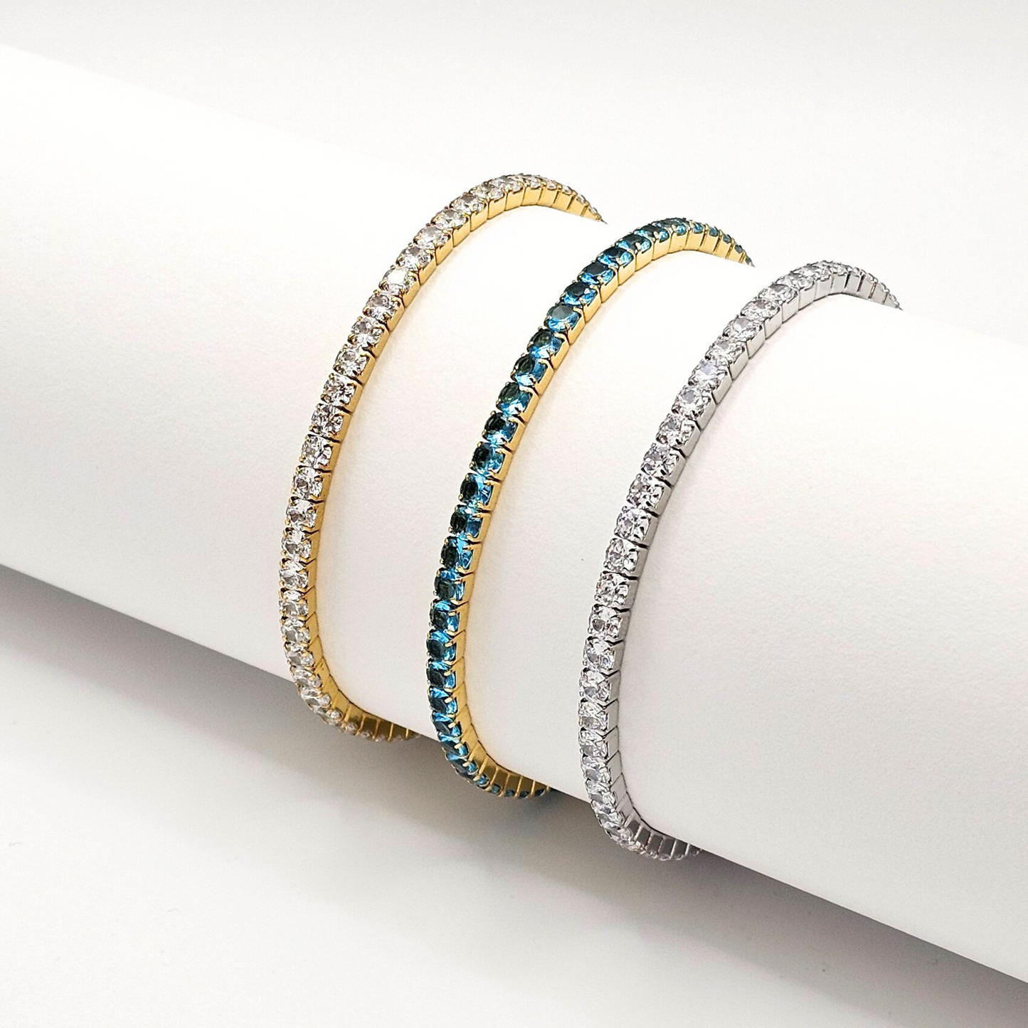 Chivelle Luxe Tennis Trio – 18K Gold & Silver Plated