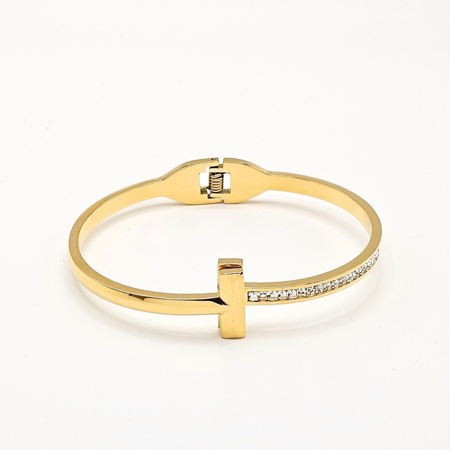 Infinity Diamond Link Hinge Bangle Bracelet – 18K Gold Plated Premium Line