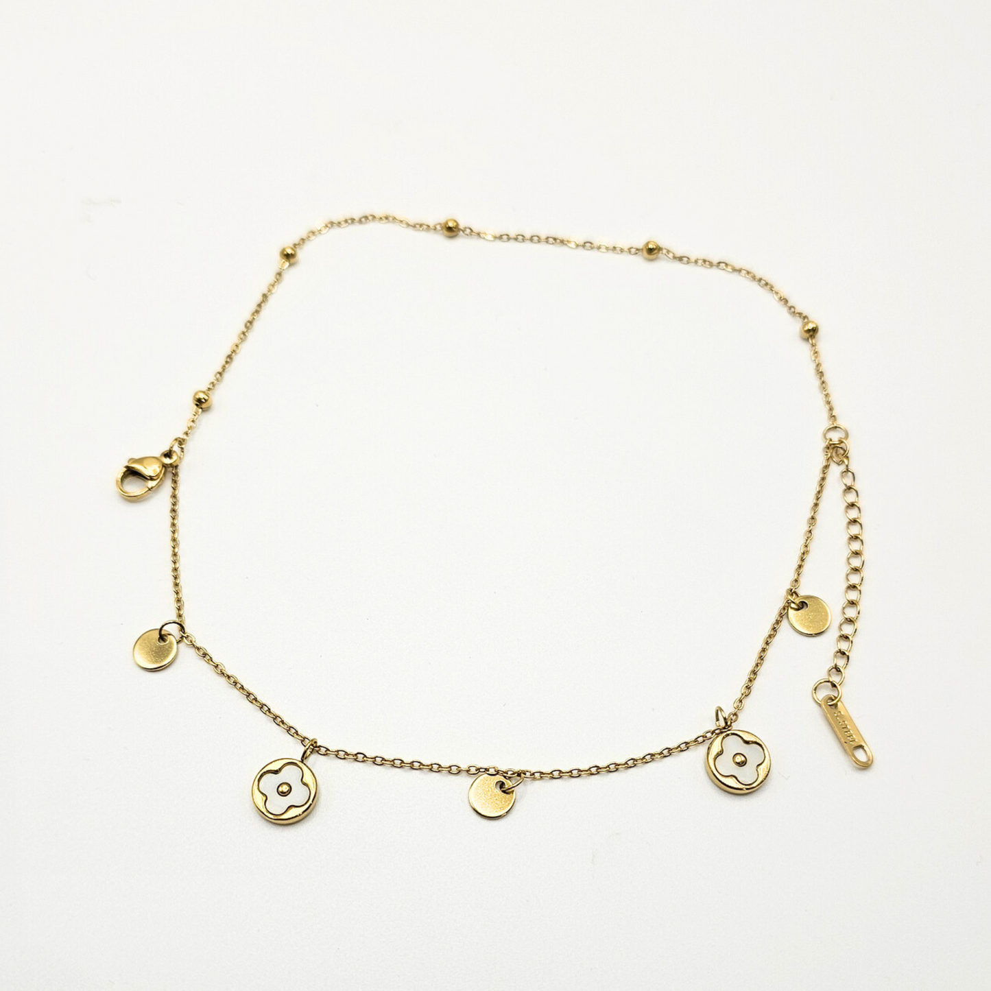 Chivelle Dual Chain Disc & Clover Charm Bracelet