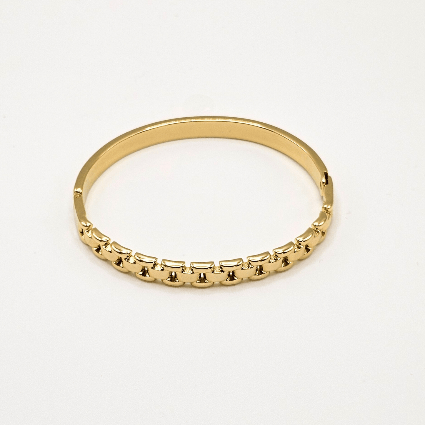 Minimalist Gold Link Bangle - 18K Gold Plated