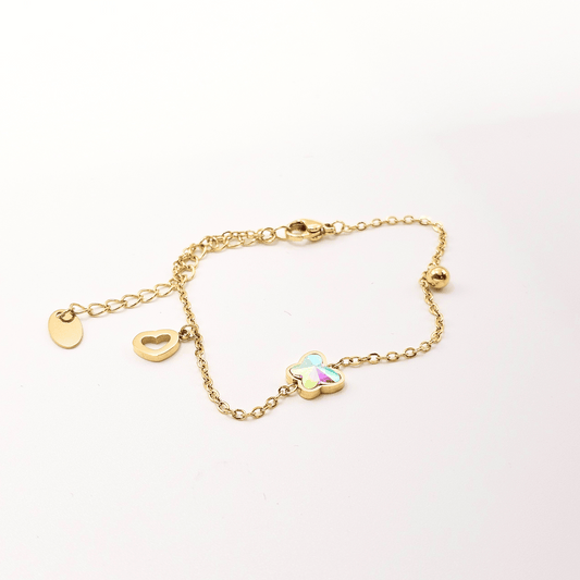 Iridescent Mother of Pearl Butterfly Charm Bracelet