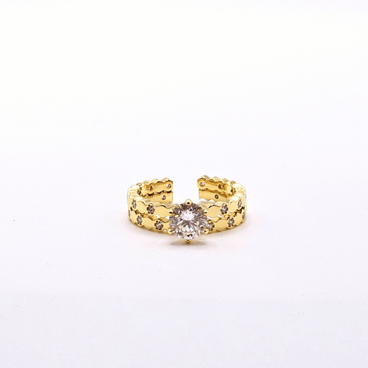 Chivelle 18K Gold Detachable Spiral Solitaire Ring – Adjustable & Stackable