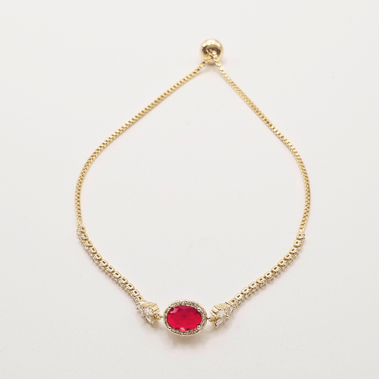Royale Oval Adjustable Bracelet – Ruby-Red & Emerald-Green