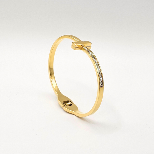 Infinity Diamond Link Hinge Bangle Bracelet – 18K Gold Plated Premium Line