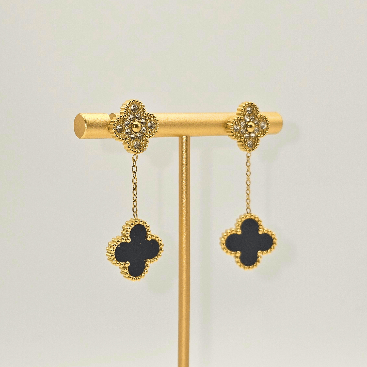 Chivelle Clover Drop Earrings – Dual Tone Elegance