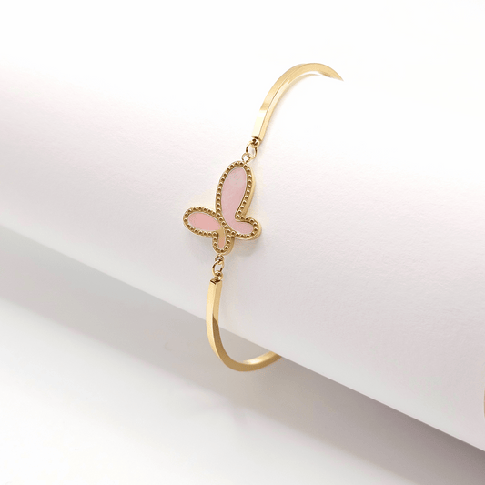 Rosé Papillon Mother of Pearl Chain Bangle