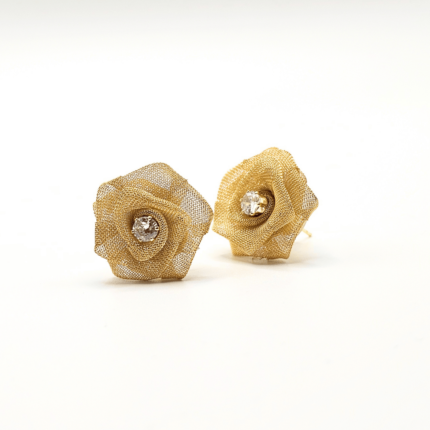 Chivelle Blooming Gold Rose Stud Earrings