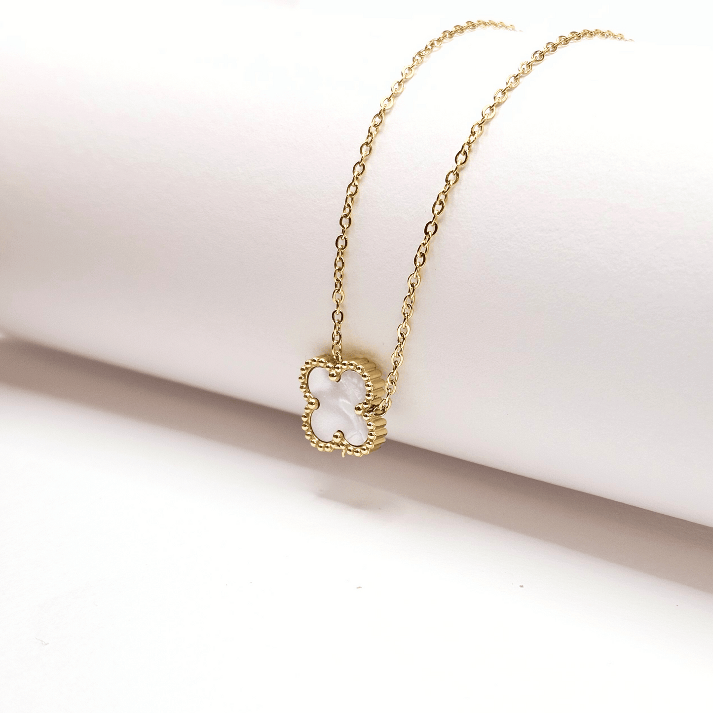 Chivelle Clover Pendant Necklace – Gold, White, Black & Orange