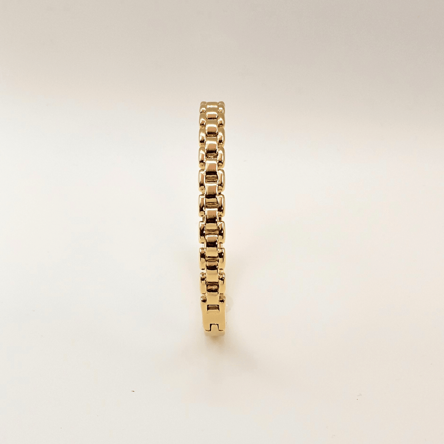 Minimalist Gold Link Bangle - 18K Gold Plated
