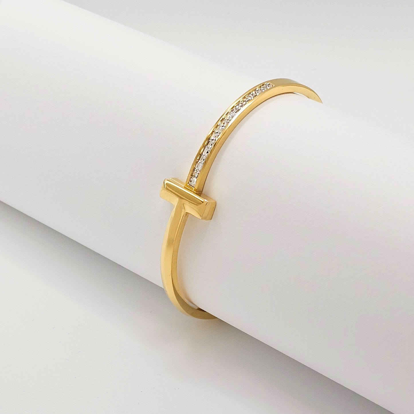 Infinity Diamond Link Hinge Bangle Bracelet – 18K Gold Plated Premium Line