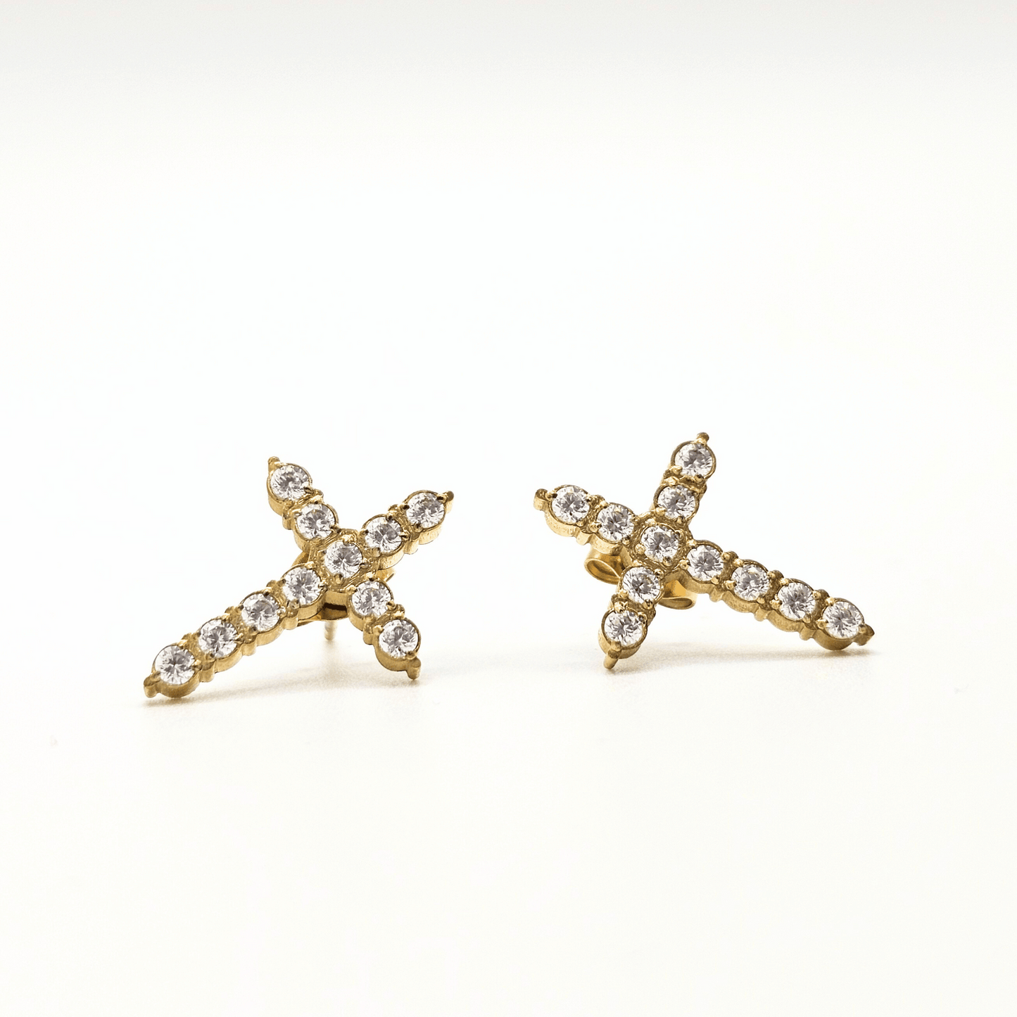 Chivelle Luxe Cross Diamond Stud Earrings