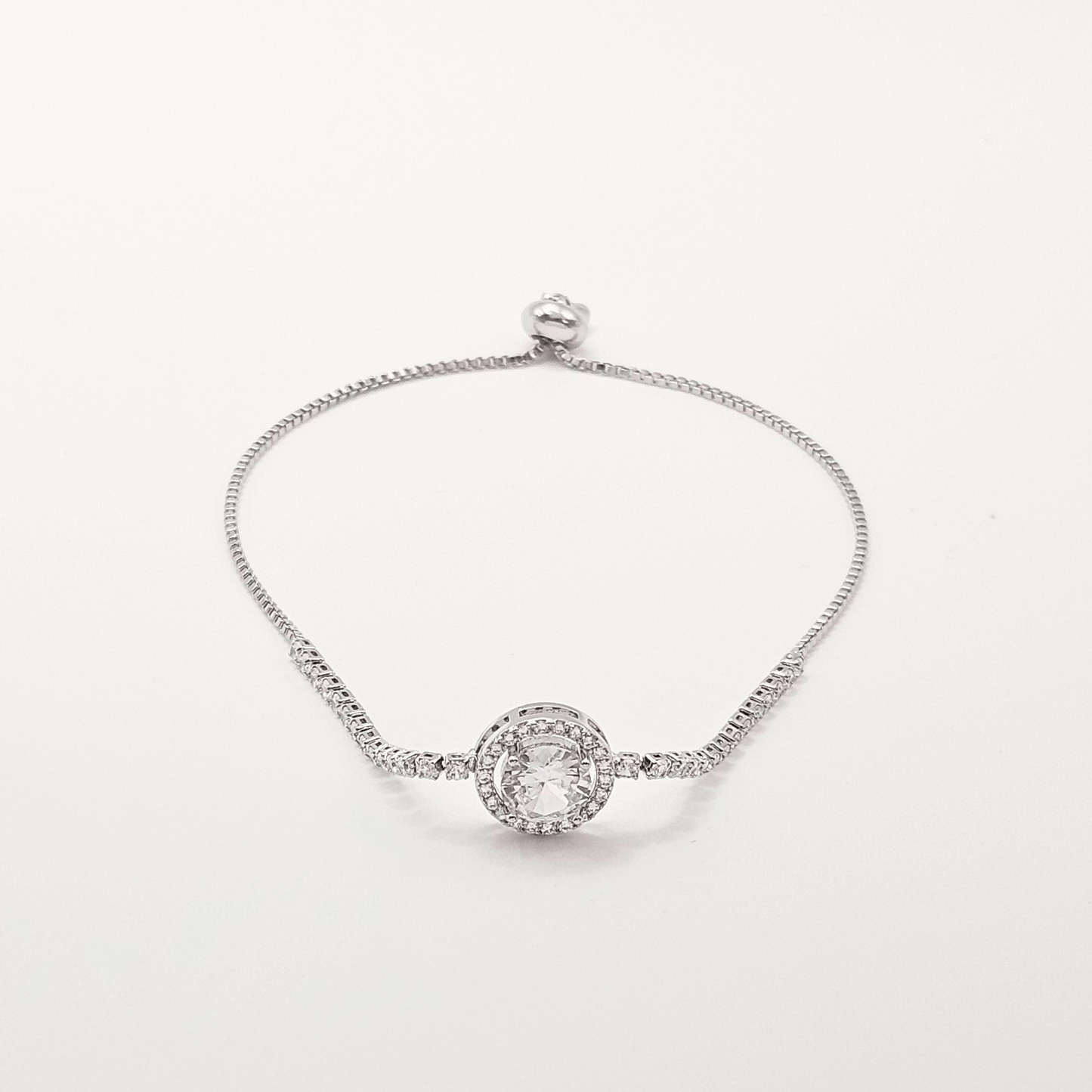 Halo Solitaire Adjustable Bracelet – Gold & Silver