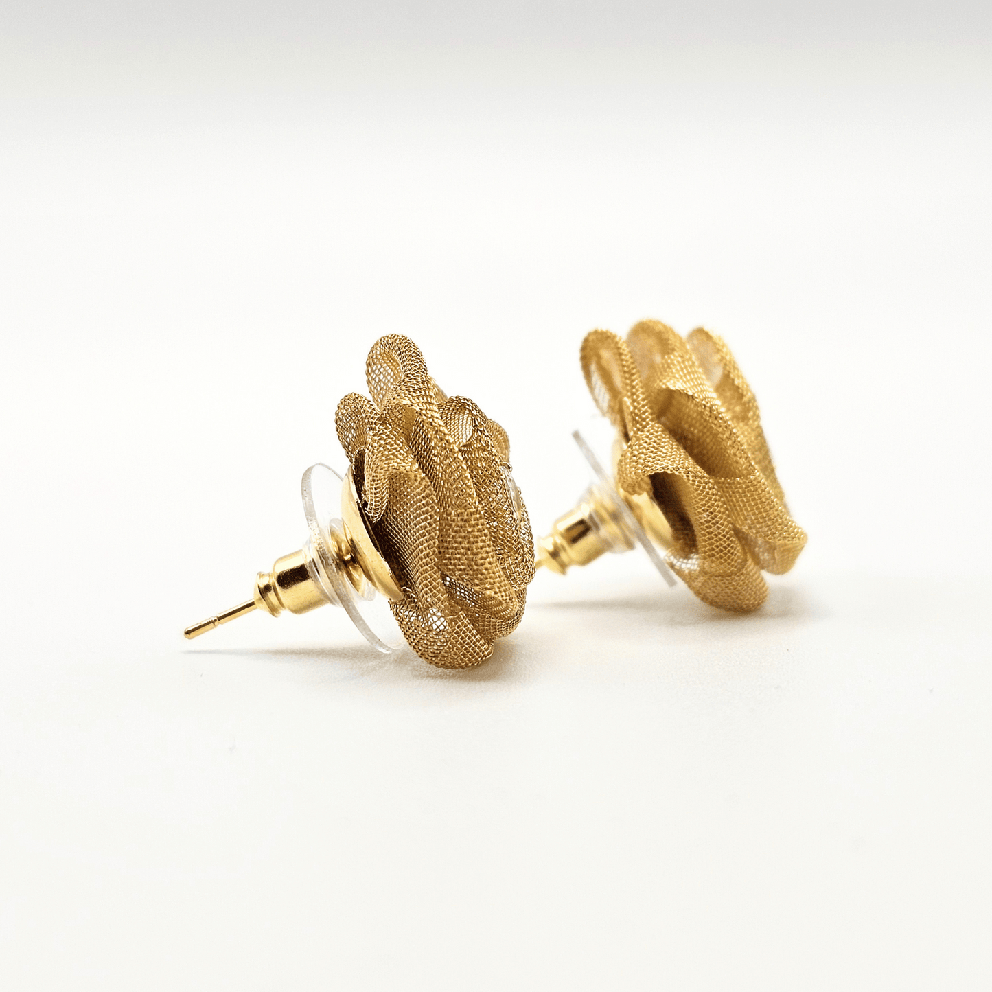 Chivelle Blooming Gold Rose Stud Earrings