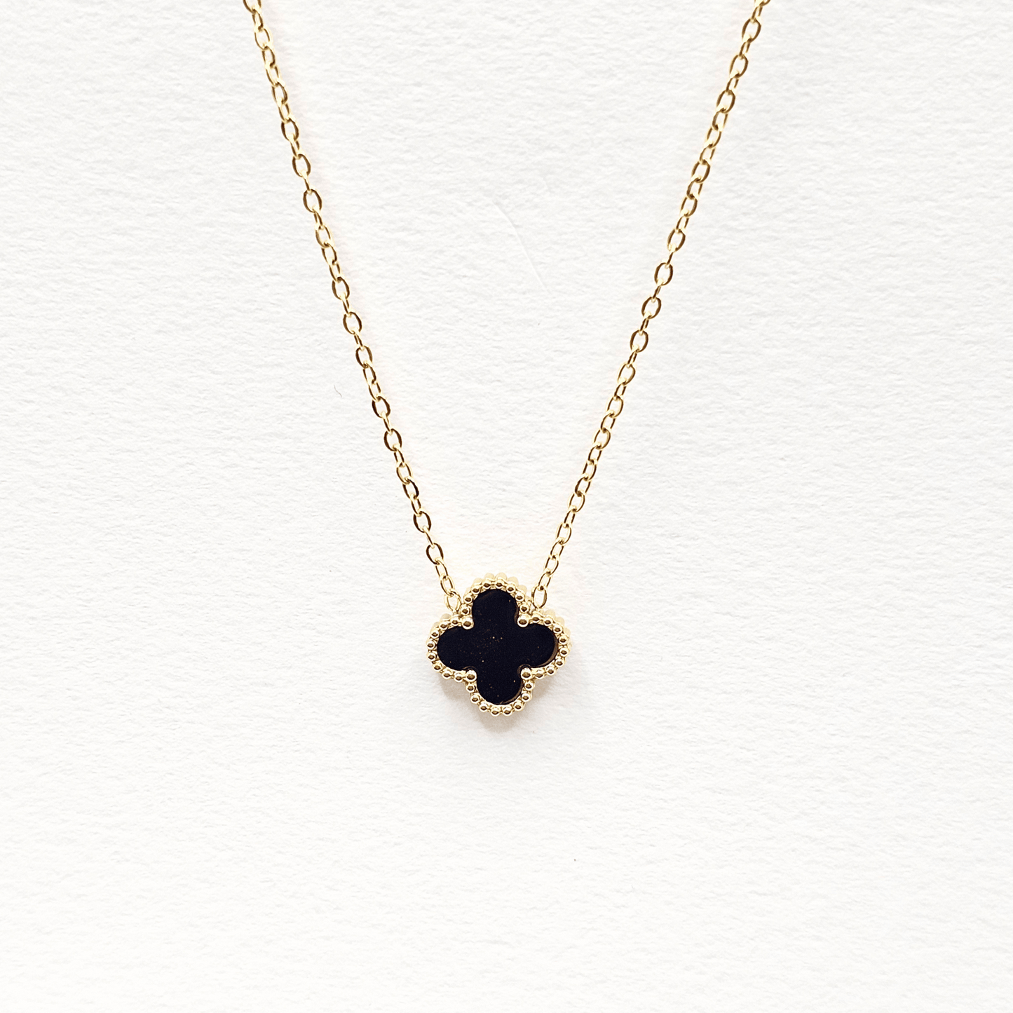 Chivelle Clover Pendant Necklace – Gold, White, Black & Orange