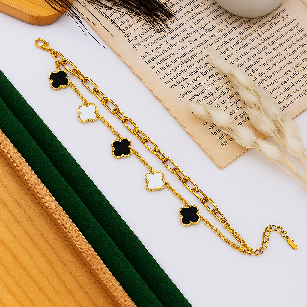 Chivelle Clover Charm Chain Bracelet – Luxe Edition